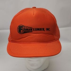 Furman Lumber Snap-back Trucker Hat orange.

Very
